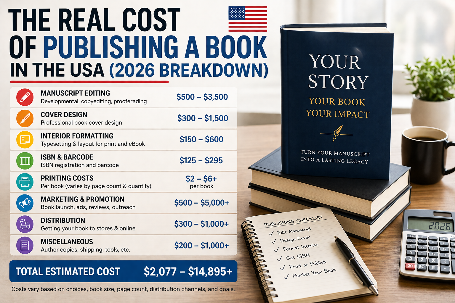 The Real Cost of Publishing a Book in the USA (2026 Breakdown)