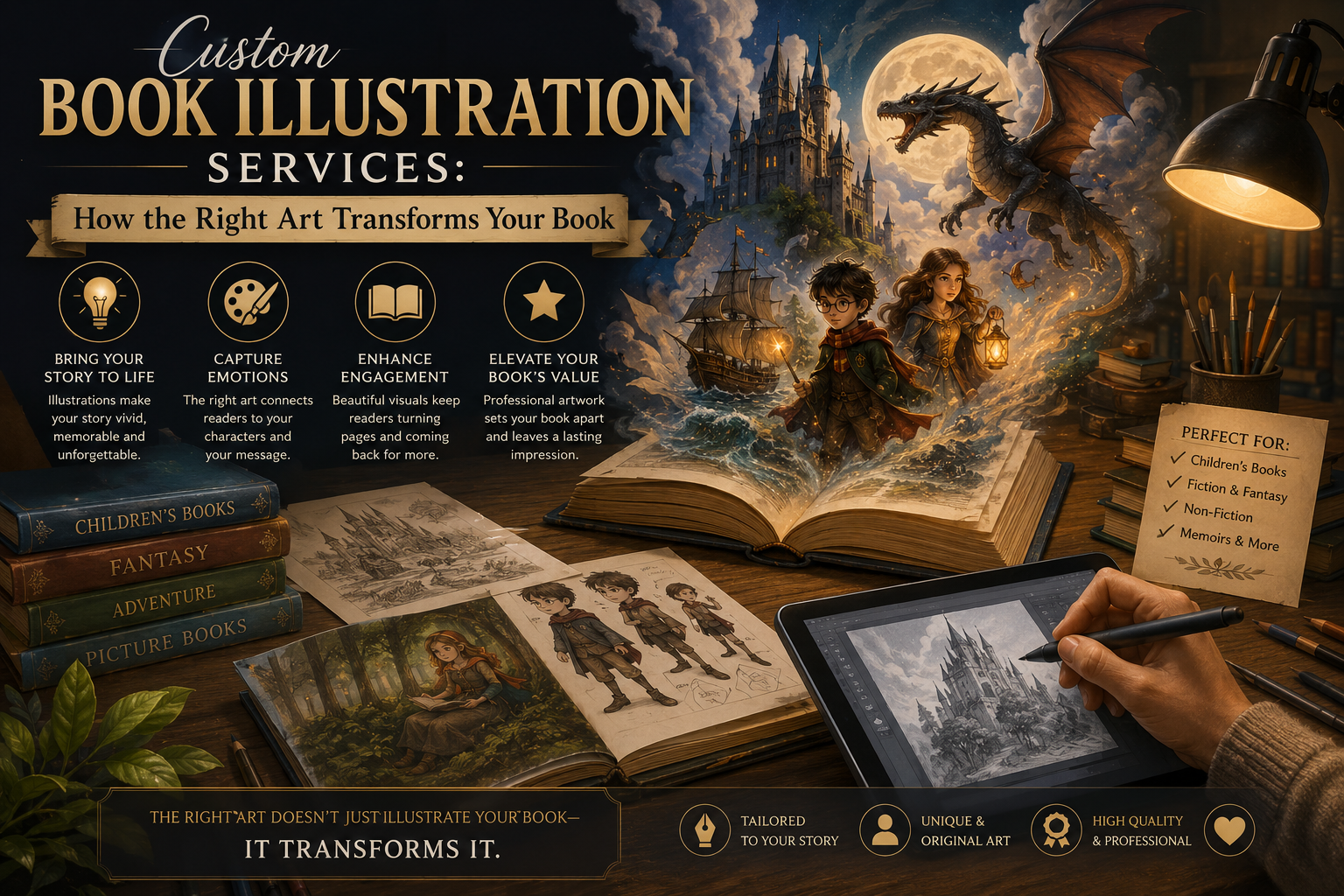 Custom Book Illustration Services: How the Right Art Transforms Your Book